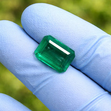 Natural Certified Colombian Green Emerald Loose Gemstone 12 Ct Emerald Cut