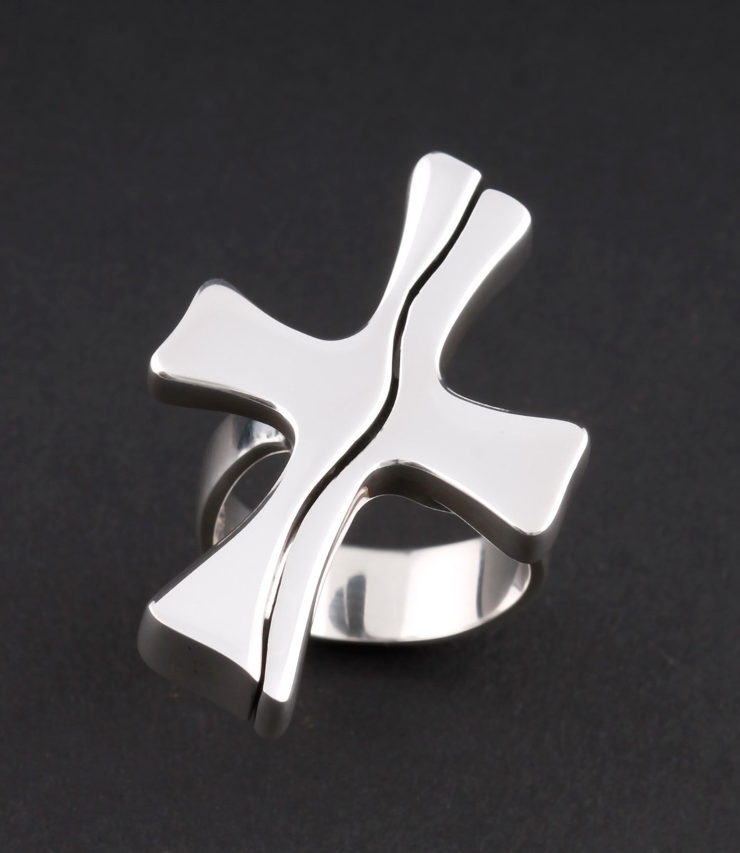Georg Jensen Sterling Ring # 565, Silver. Cross. Designed by