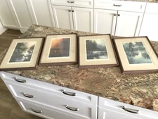 4 Vtg Tom Lynch Watercolor Prints “4 SEASONS” Signed Matted Framed 17 x 13