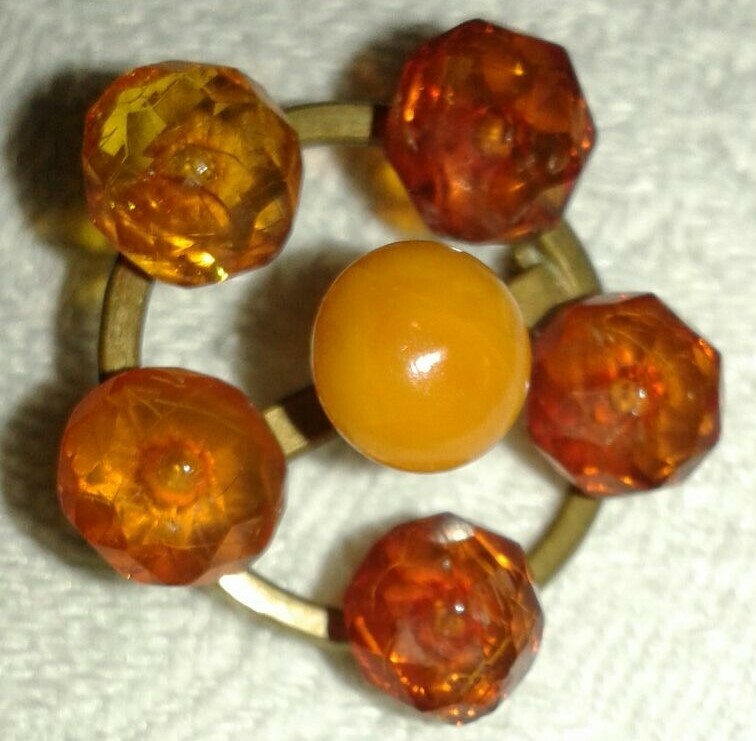 Amber Brooch Mid Victorian in Original Leather Case