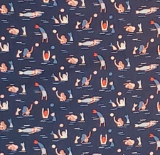 Mermaid Fabric Mermaids Balls DEAR STELLA Blue Quilters Cotton BY THE YARD