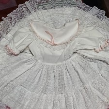 Vintage Martha  s Miniatures We  re Fussy White Lace Dress Sz 4 Pageant w/Bell