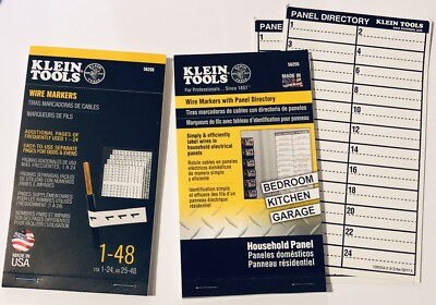 Klein Tool Wire Marker Labels Number 1-48 56250/Panel Directory Labels 56255 LOT
