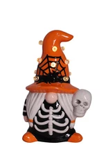 Light Up Ceramic Halloween Witch Gnomie Tree Decor Tabletop B/O 4Hr Timer 73484W
