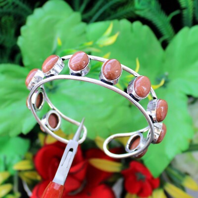 Sunstone Handmade Bangle Cuff Bracelet 925 Silver Plated Jewelry 2.75'' Inch