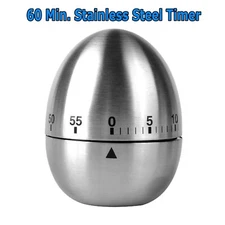 Egg Timer Kitchen 60 Minute Timing Satin Metal Alarm Cooking Kids Gift Learning