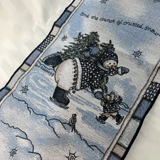 Vintage Mohawk Home Christmas Table Runner “Sound of Bells” Blue Mint Condition