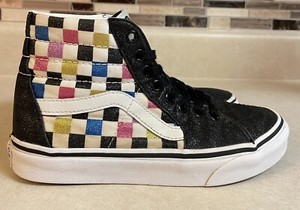 checkered vans glitter