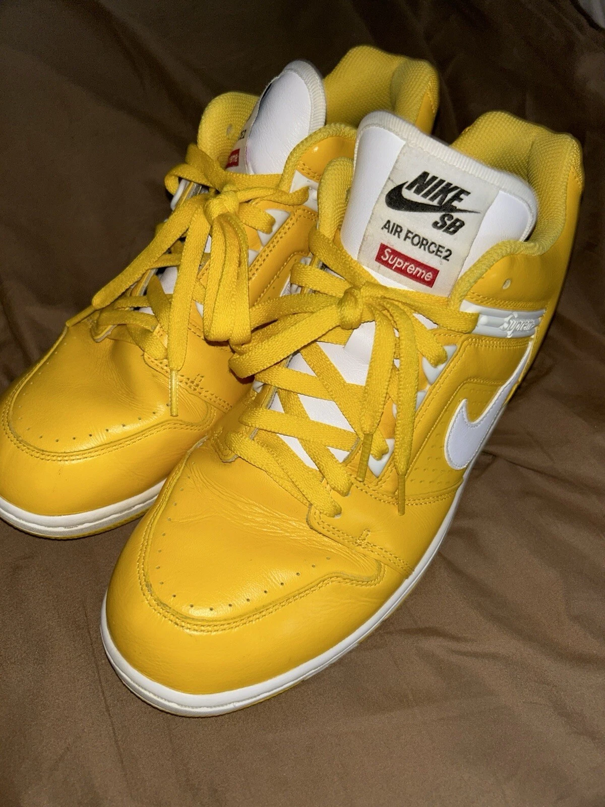 Homme Taille 11   Nike Supreme x Air Force 2 Jaune   Occasion très bon état 
