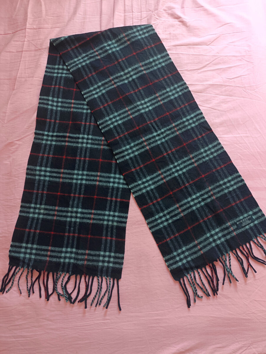 Burberry★素敵!Wool Vintage Nova Check Scarf Muffler Vintage Burberry Wool Scarf Nova Check Dark Blue Muffler