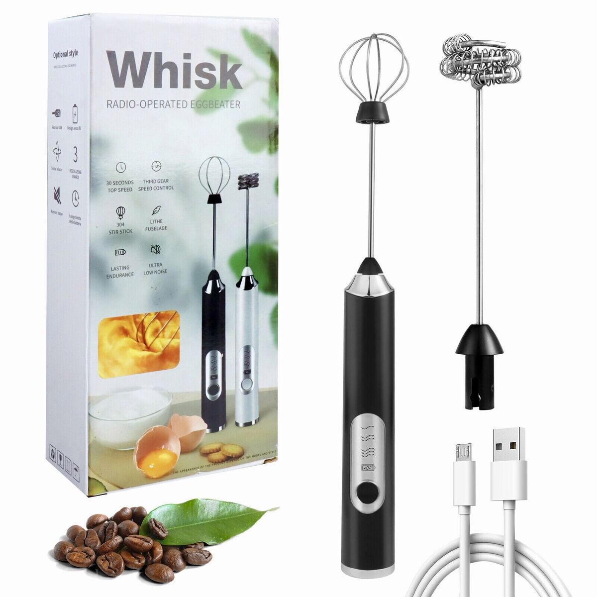 Double Whisk Drink Mixer, Electric Milk Frother, Frothing Wand, Kitchen  Tool