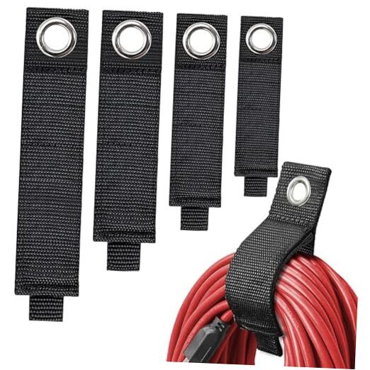 4PCS Extension Cord Storage Straps, Heavy Duty non-magnetic hook 4 Black-image