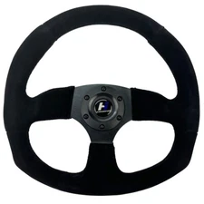 330mm 3-Spoke Flat Bottom Reinforced Suede Lether Racing Steering Wheel