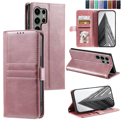 For Samsung Note 20 10 Ultra M12 M42 Rugged Glossy Magnetic Wallet Phone Case