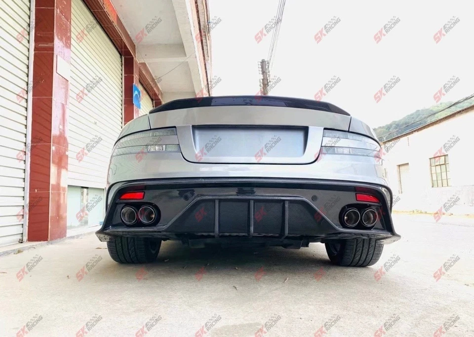 Carbon Fiber/Gloss Black Rear Trunk Lip Spoiler Wing For Aston Martin DB9 05-12 - Image 4 of 4