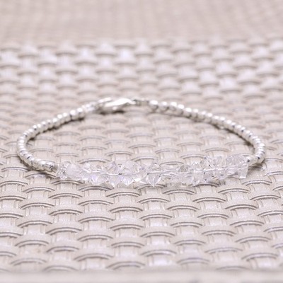 Herkimer Diamond & Sterling Silver Bracelet with Dainty Karen Hill Tribe Fine