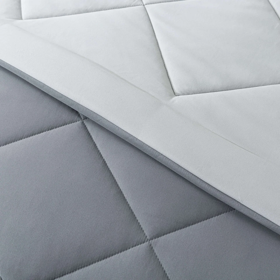 Edredón reversible de microfibra Mainstays gris Twin-XL - suave, cálido, fácil cuidado Foto 4 de 4