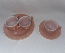 Hazel Atlas Little Hostess Moderntone Glass Lot Child Tea Set 5 Pcs. Pink