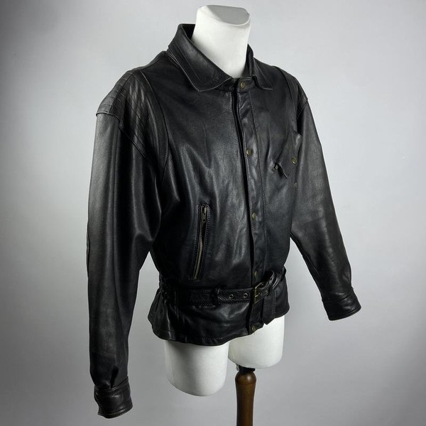 Men Leather Jacket Black M