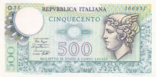 BANK OF ITALY 500 LIRE 1979 UNC 