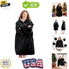 Wearable Blanket Hoodie for Adults  Teens,Oversized Sherpa Hooded Blanket,Wa...