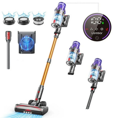 Laresar Akku staubsauger 60KPa 70 Min 8-in-1 Staubsauger Kabellos mit Duftpads