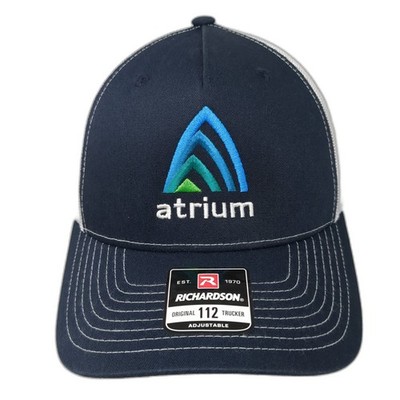 Atrium Snapback Trucker Hat Blue One Size Adjustable Embroidered Richardson