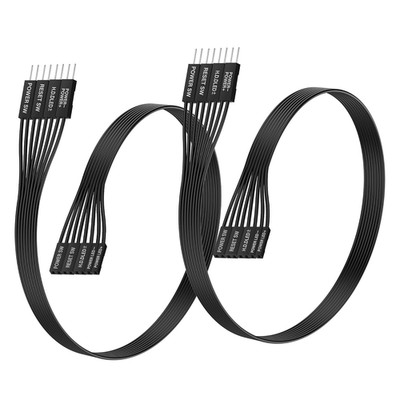 2-Pack Motherboard Front Panel Extension Cables,22Awg Flat Ribbon for HDD LED+/-