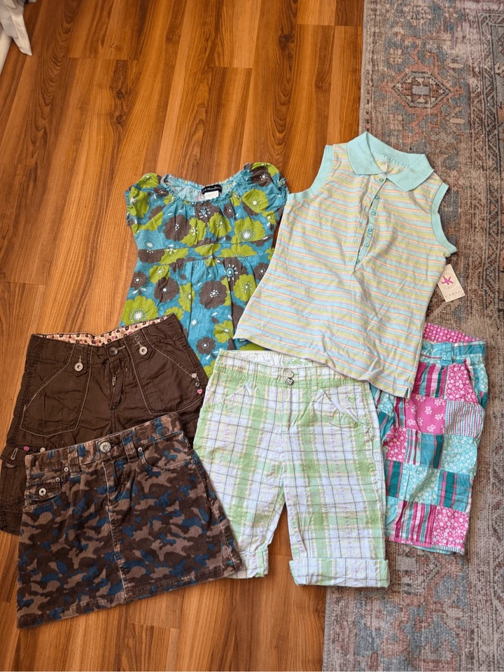 Paquete de ropa vintage Y2K años 2000 niña pana a cuadros tamaño bajo Justice Foto 2 de 4