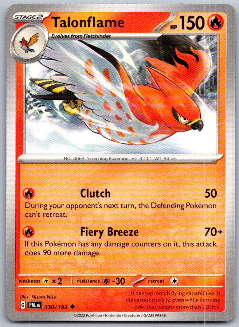Talonflame 030/193 Uncommon Paldea Evolved Pokemon Near Mint
