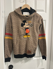 Disney x Coach Mickey Mouse Signature Print Hoodie Sweatshirt Brown Adult XS