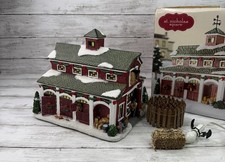 St Nicholas Square “COUNTRY STABLE” Christmas Village plus fence and bale of hay