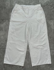 Eileen Fisher Organic Cotton Hemp Stretch Denim Wide Leg Jeans White Pockets M