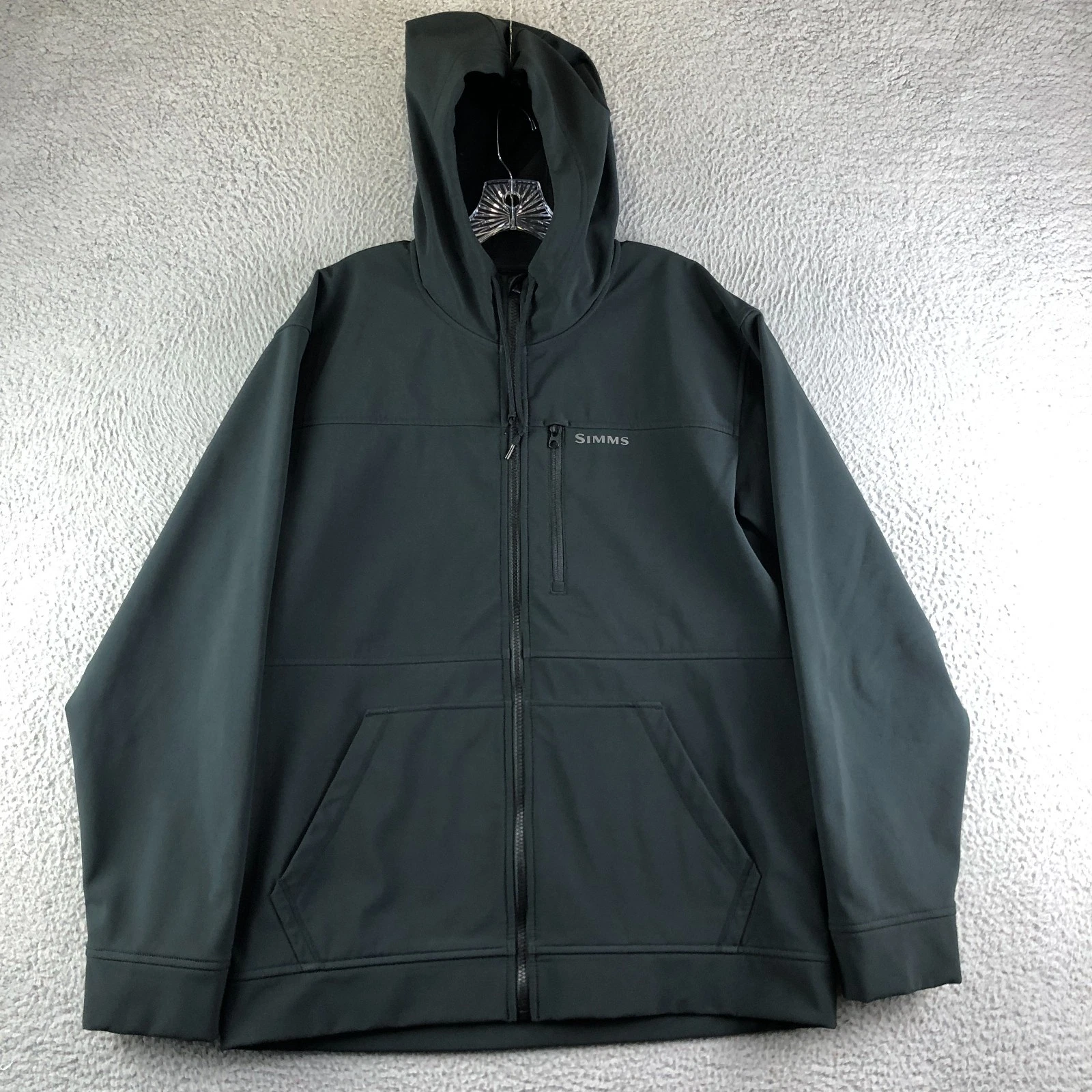 Simms Rogue Fleece Hoody Jacket Mens Large Black Faded Softshell Full Zip