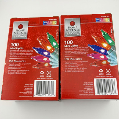 2 Boxes HOME ACCENTS  Christmas 100 Mini Light Multi-Color BRAND NEW & TESTED