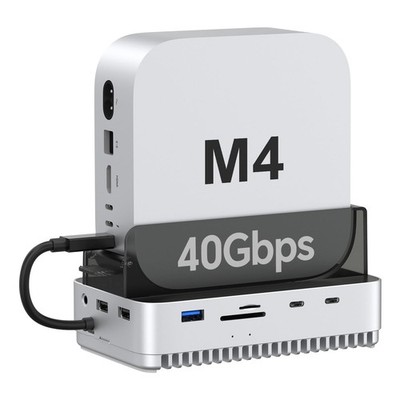 40Gbps Mac mini M4/M4 Pro Stand Hub with NVMe SSD Enclosure, Docking Station ...