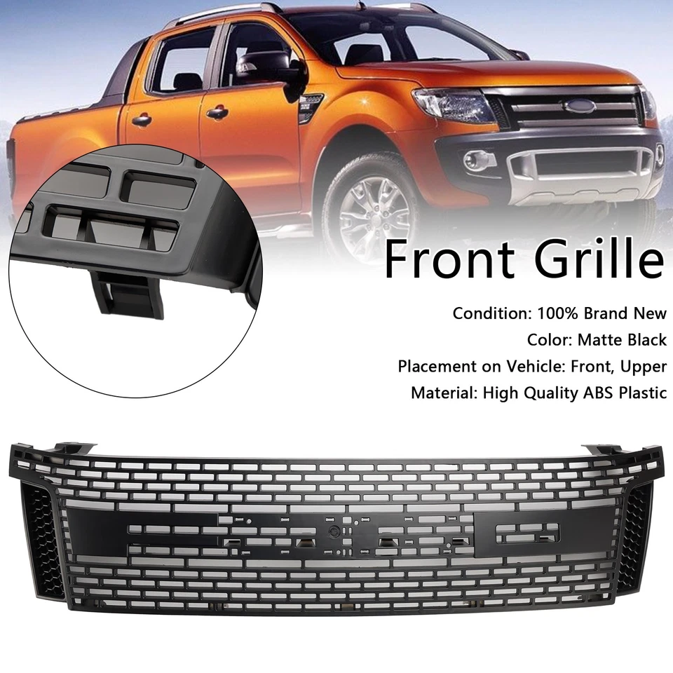 Matt Black Front Bumper Grill Grille Fits Ford Ranger T6 PX1 2012-2014 Foto 2 de 4