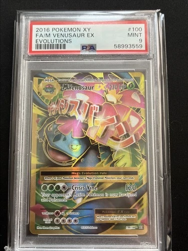 2016 POKEMON XY EVOLUTIONS #100 FULL ART/M VENUSAUR EX PSA 9