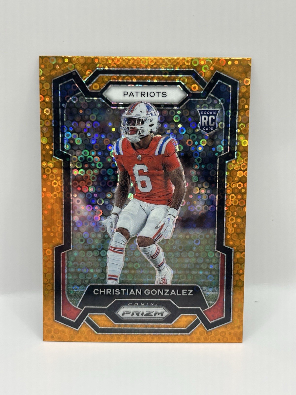 2023 Prizm Christian Gonzalez RC Orange Disco Rookie #369 Patriots