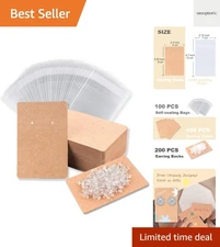 Earring Display Cards with 100 Pcs Earring Holder Cards 200 Pcs Earring Backs...