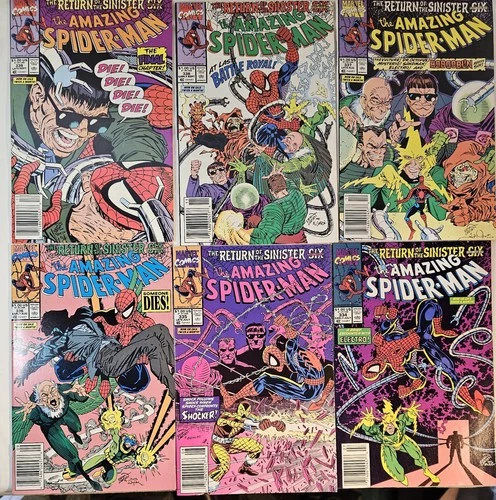 Amazing Spider-Man #334–339 Complete Set (1990) Return of the Sinister Six VF/NM