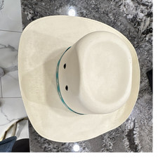 Mayer 10X White Western Cowboy Hat with Turquoise Pattern Band Made in Mexico