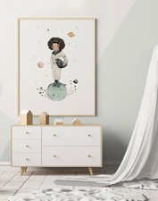Astronaut girl, nursery decor girl, astronaut nursery, outer space wall art
