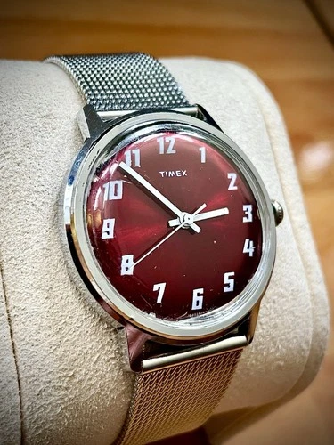 Vintage Timex Mercury Men’s Watch 16055 02474 - Red Dial 35mm - Running!