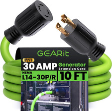 30-Amp Generator Extension Cord, 120/250-Volt, 4-Prong, 7500W, NEMA L14-30P/L L1
