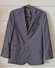 CALVIN KLEIN Boys Blazer 18 Regular Gray 2-Button Suit Jacket Formal Wedding
