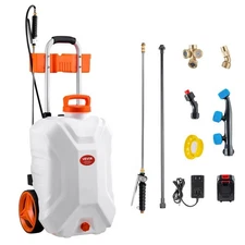 Electric Wheeled Sprayer 10 Gallon with 98ft Hose Battery Powered Weed Sprayer