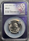 1965 Washington SMS Quarter 25c  NGC MS67