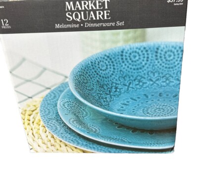 12 Piece Market Square Melamine Dinnerware Set Dishwasher