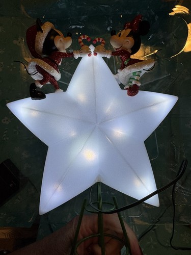 Disney Store Rare Mickey & Minnie Light Up Star Christmas Tree Topper - Picture 11 of 23